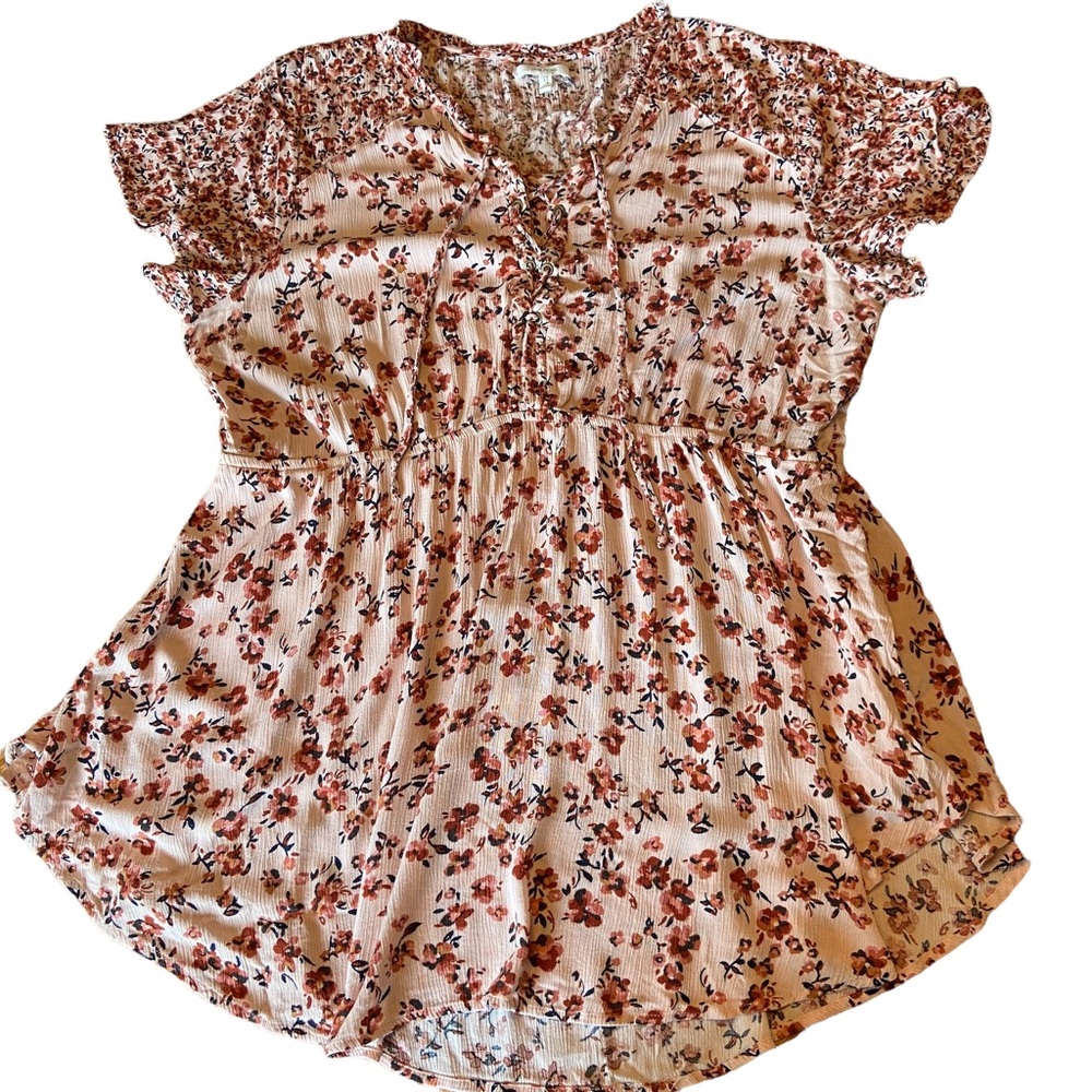 Maurice Tunic Blouse Floral Design with Pockets Size XXL